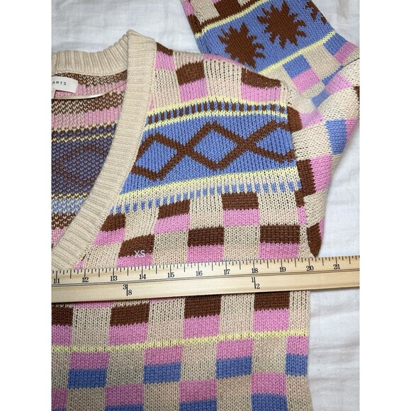 PacSun LA Hearts Multicolor‎ Colorblock Cozy Oversized Crop Cardigan Women's XS - Picture 12 of 12